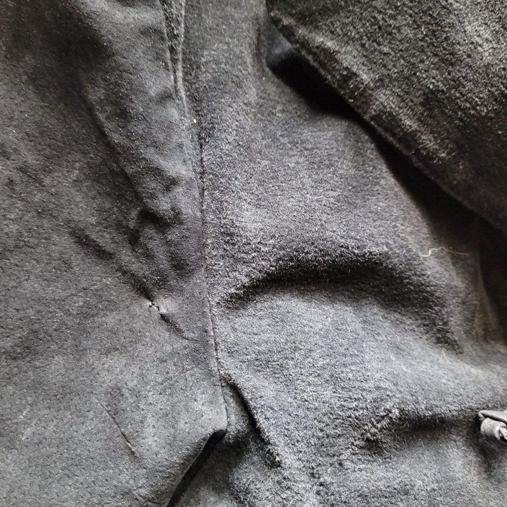 Vintage 80s Leather Jacket XL Black Suede Leather Long Tie‎ Unisex Boho Cosplay - Picture 8 of 11
